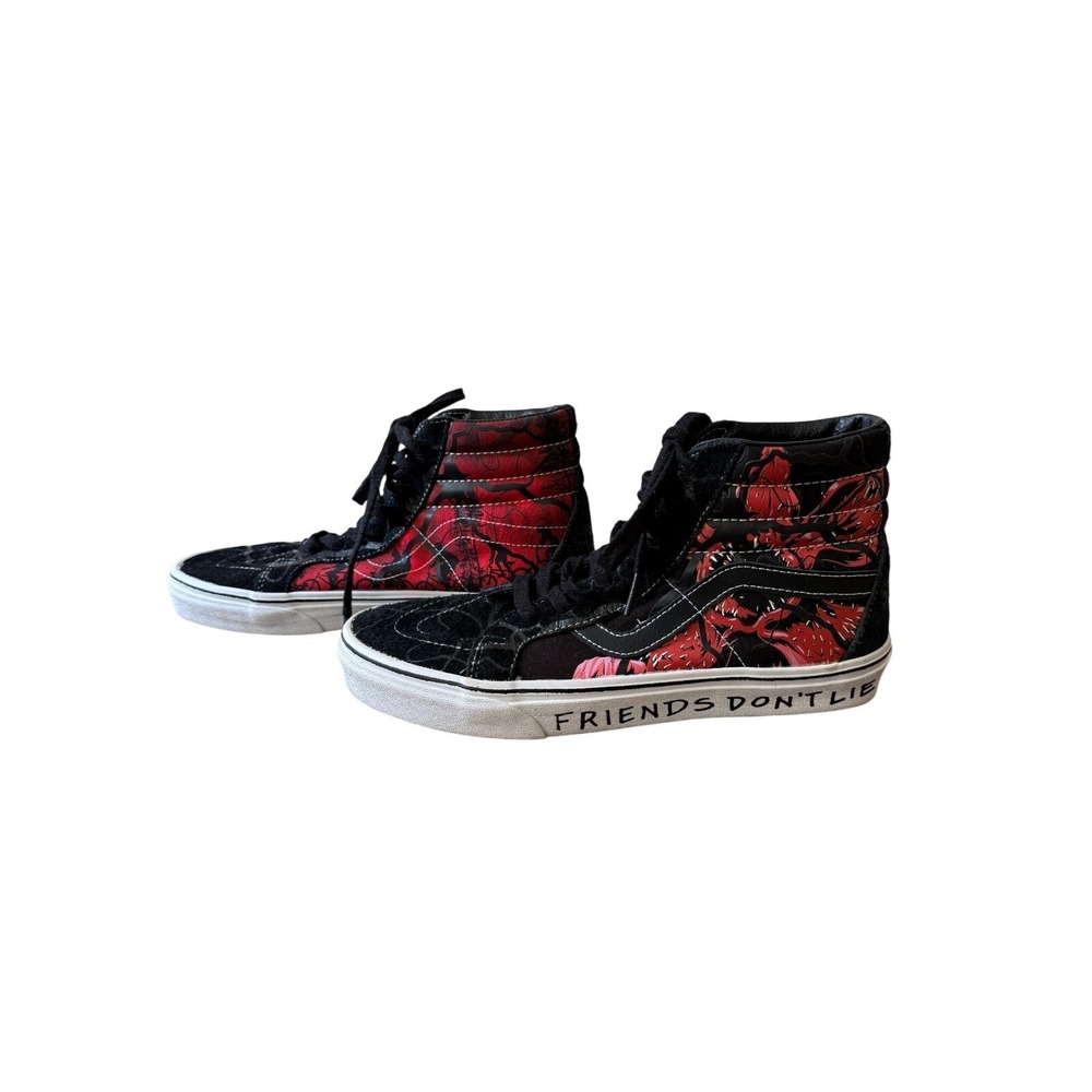 Vans Sk8-Hi Stranger Things Men 9.5 Women 11 Red Black Friends Don't Lie Sneaker